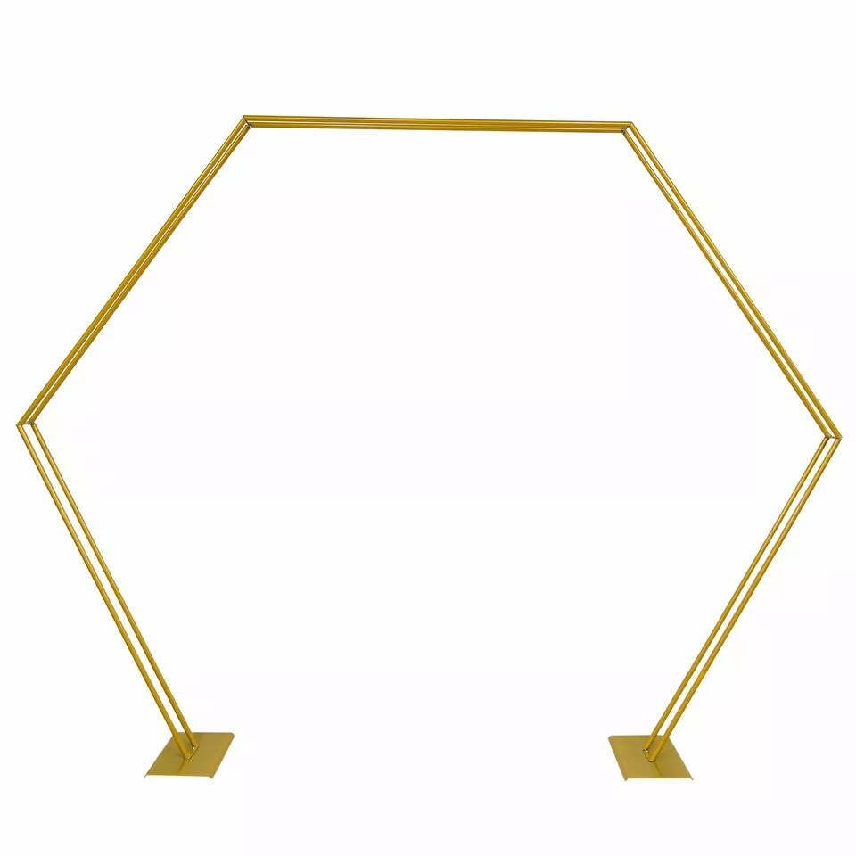 Heavy Duty Metal Hexagon Arch Wedding Backdrop Stand Flower Balloon Decor Frame