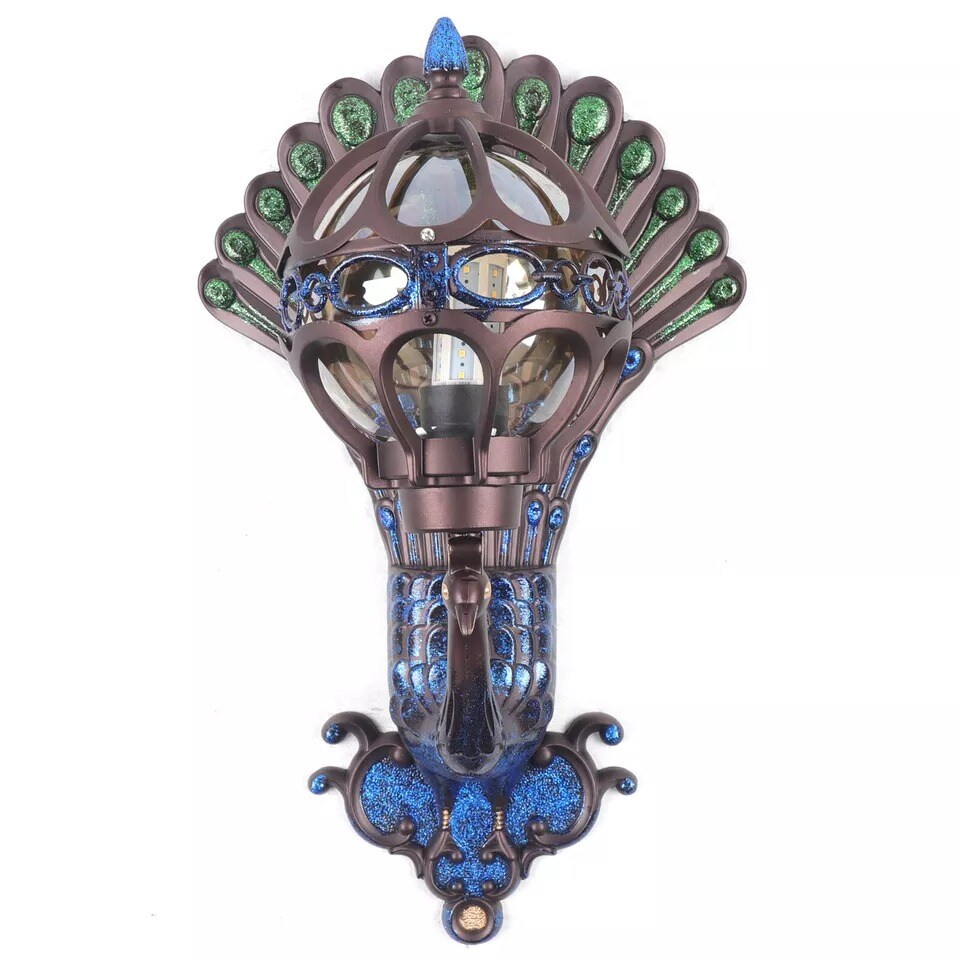 Waterproof Peacock Wall Lamp Bedroom Wall Sconce Outdoor Indoor Wall Light