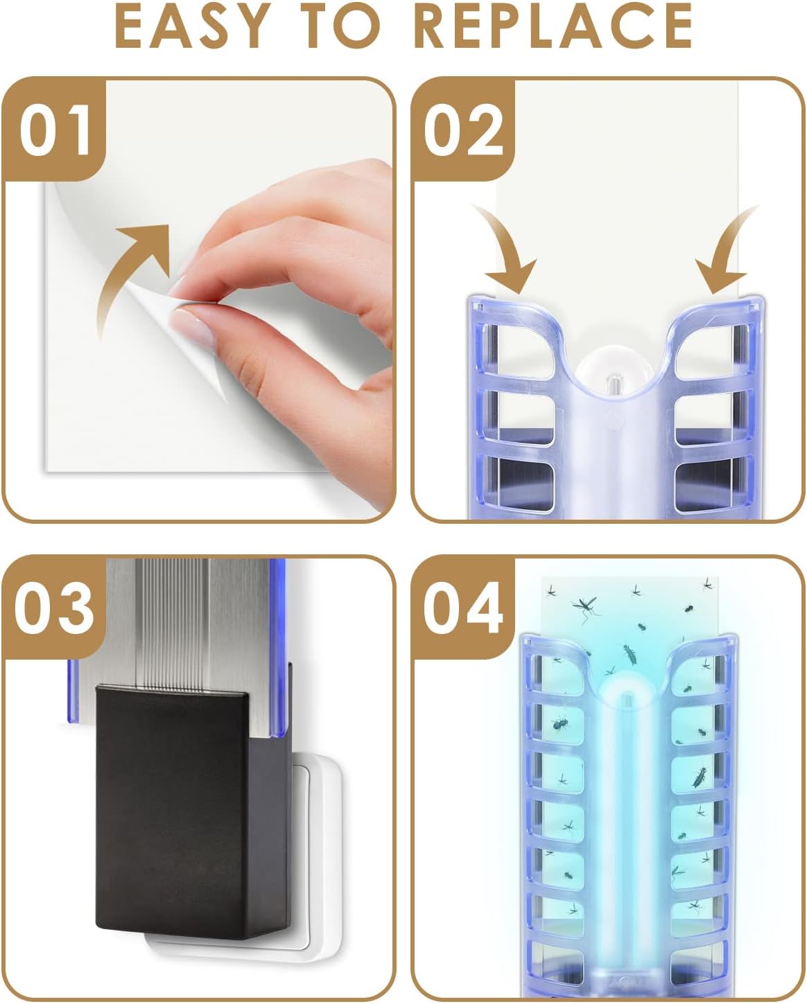 9W 21050 Bulbs &#x26; Replacement Glue Boards Kit for Dynatrap DT3009, Indoor Glue Boards Refill Sticky Cards Bulbs Accessories for Dynatrap DT3009 DT3019 DT3039