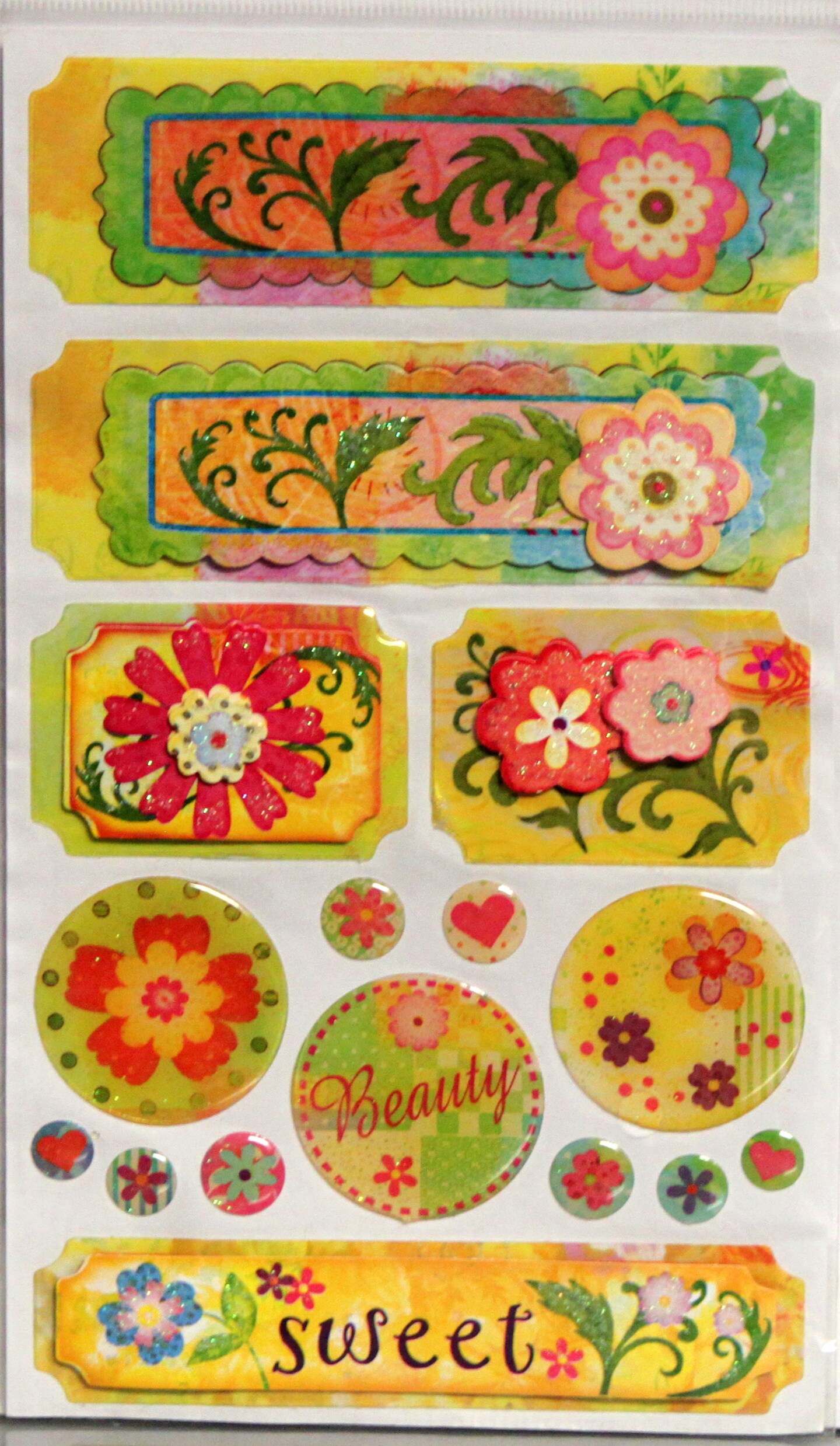 Designer Tropical Flowers Dimensional Stickers