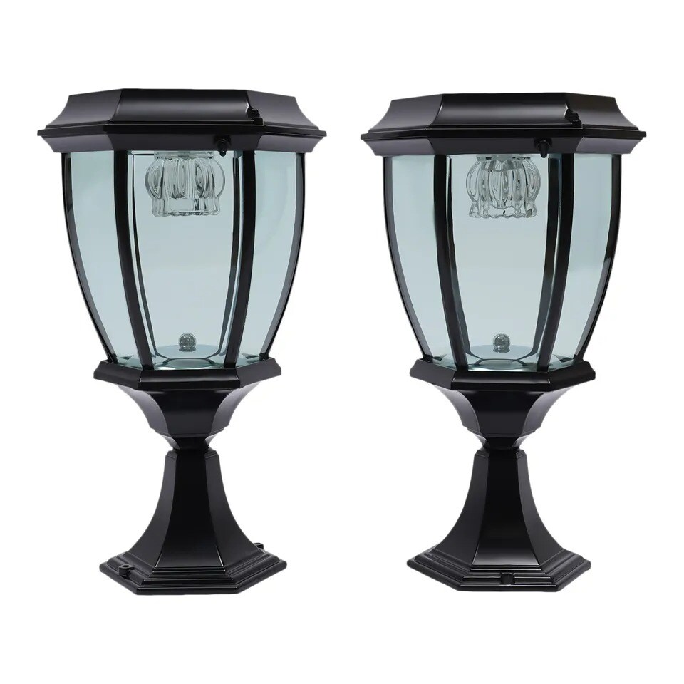 2-Pack Solar LED Post Light Lamp Yard Driveway Fence Outdoor Pillar Lights