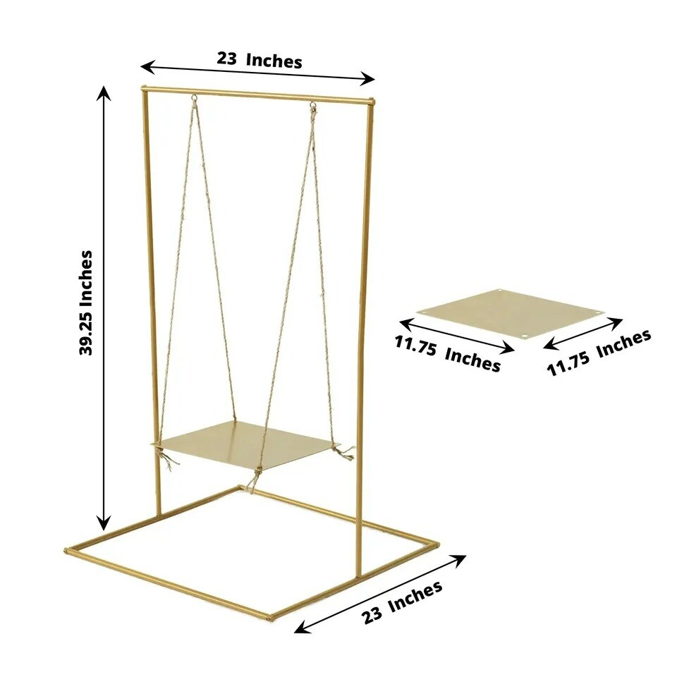3 feet Gold Metal Swing CAKE STAND Hanging Dessert Display Centerpiece Party