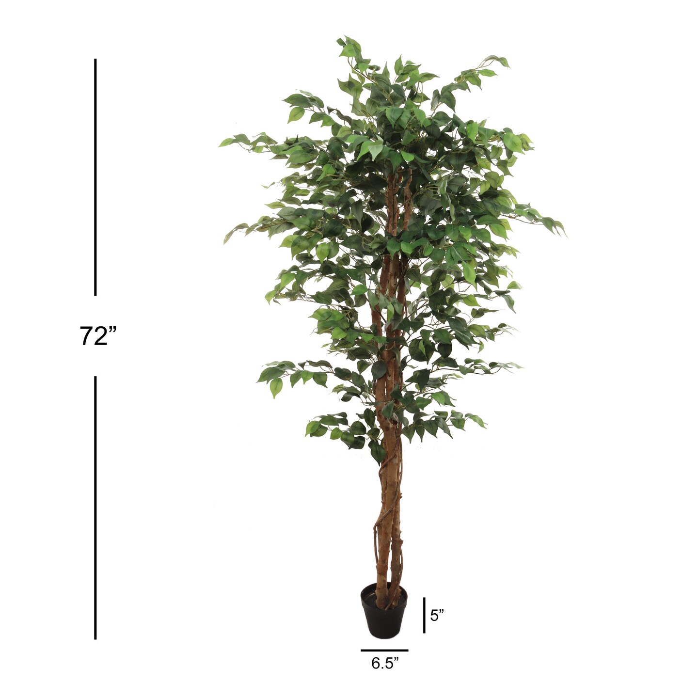 Stunning 6-Foot Artificial Ficus Tree with 1008 Lush Leaves - Elegant Home &#x26; Office Decor, Floral Home by Artificial Flowers