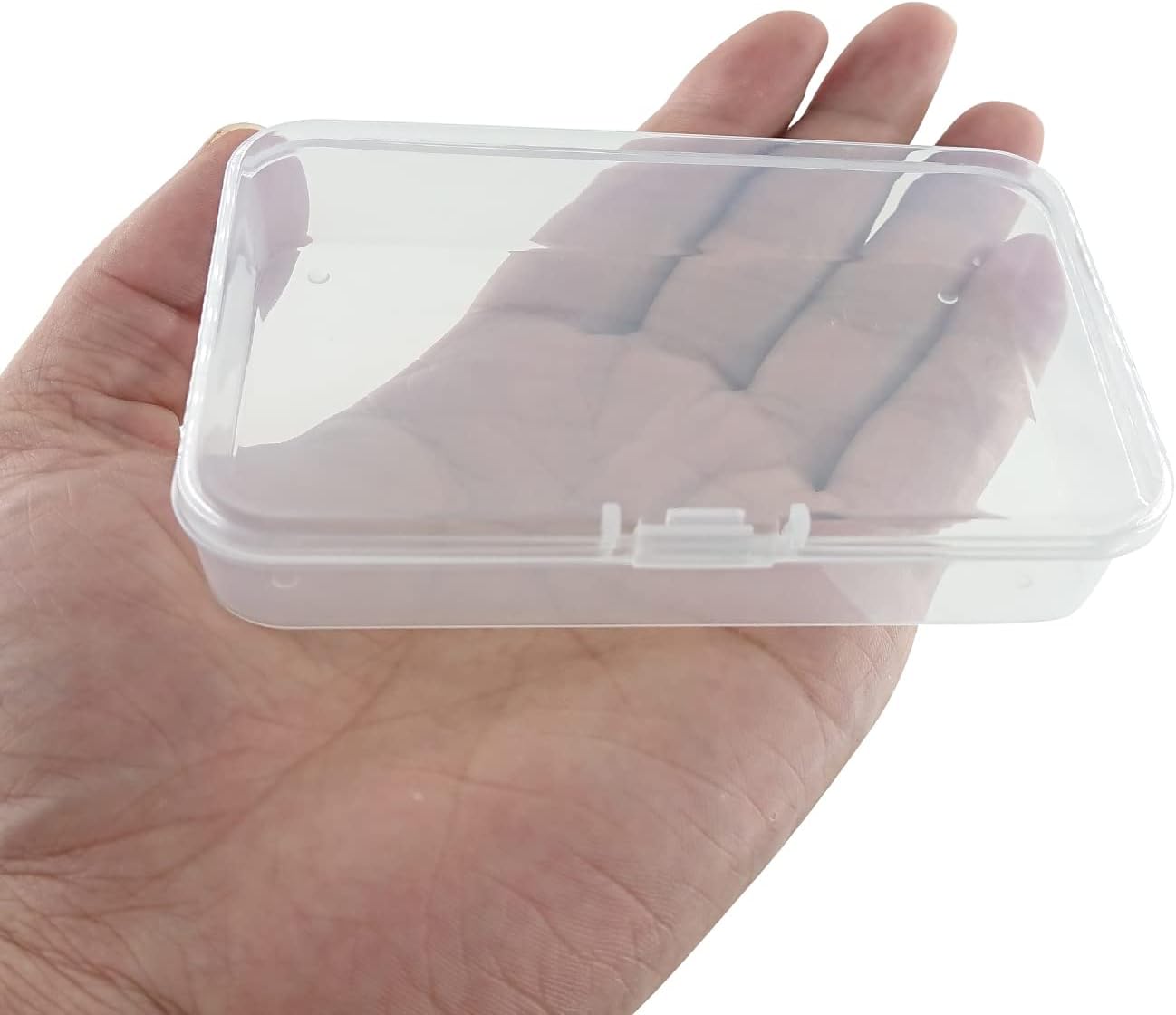 12 Pcs Mini Plastic Storage Containers Box with Lid, 4.5x3.4 Inches Clear Rectangle Box for Collecting Small Items, Beads, Game Pieces, Business Cards, Crafts Accessories