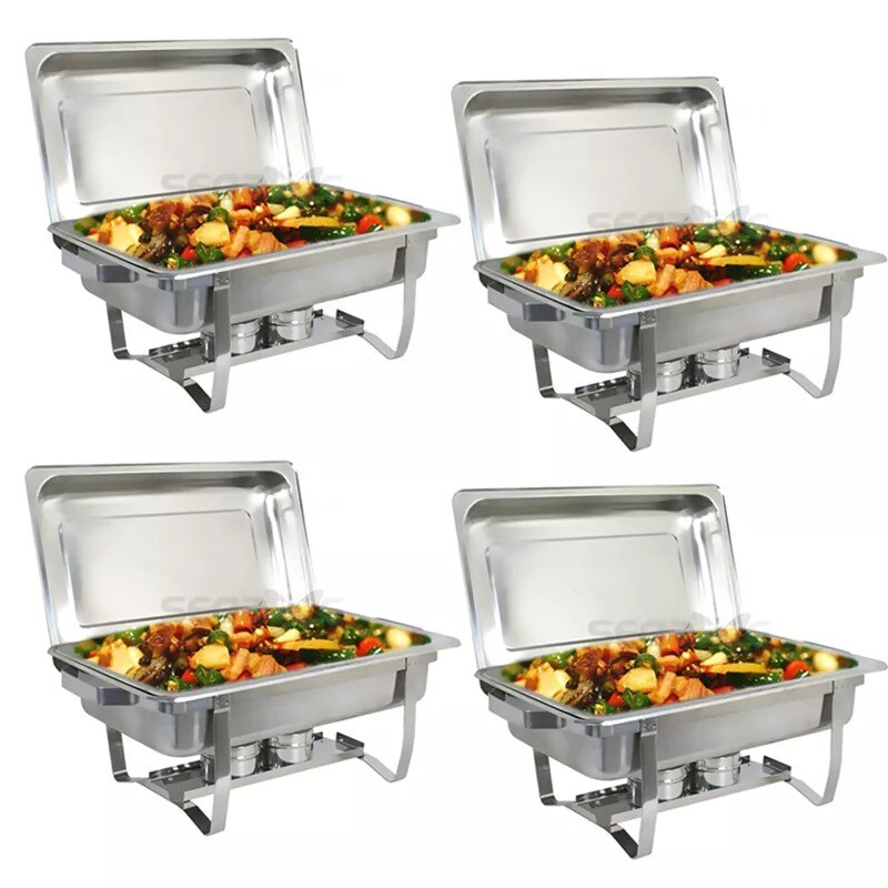 4 PACK CATERING STAINLESS STEEL CHAFER CHAFING DISH SETS 8 QT PARTY PACK