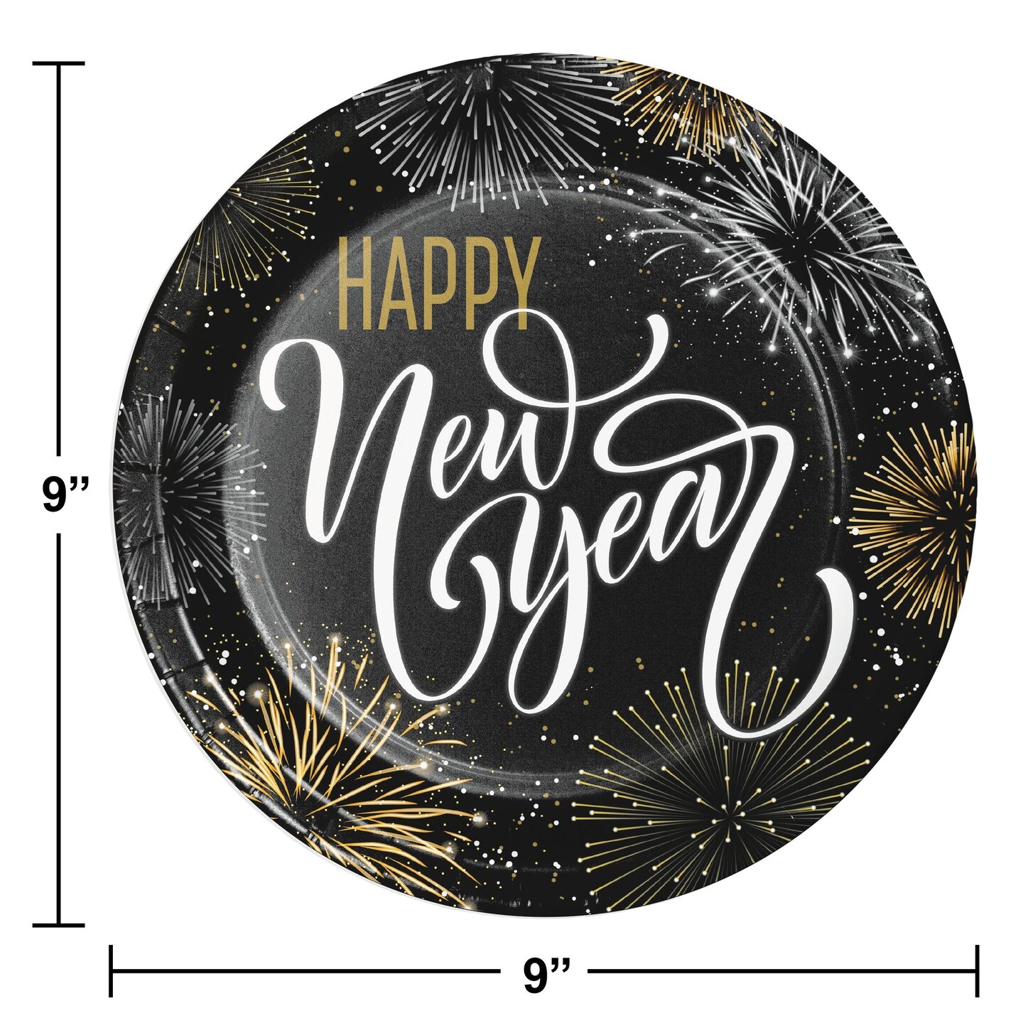 Elegant New Year Dinner Plates - 8ct