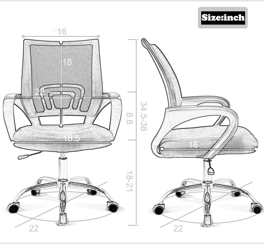 Office Chair Ergonomic Cheap Desk Chair Mesh Computer Chair Lumbar Support Modern Executive Adjustable Stool Rolling Swivel Chair for Back Pain (Black)