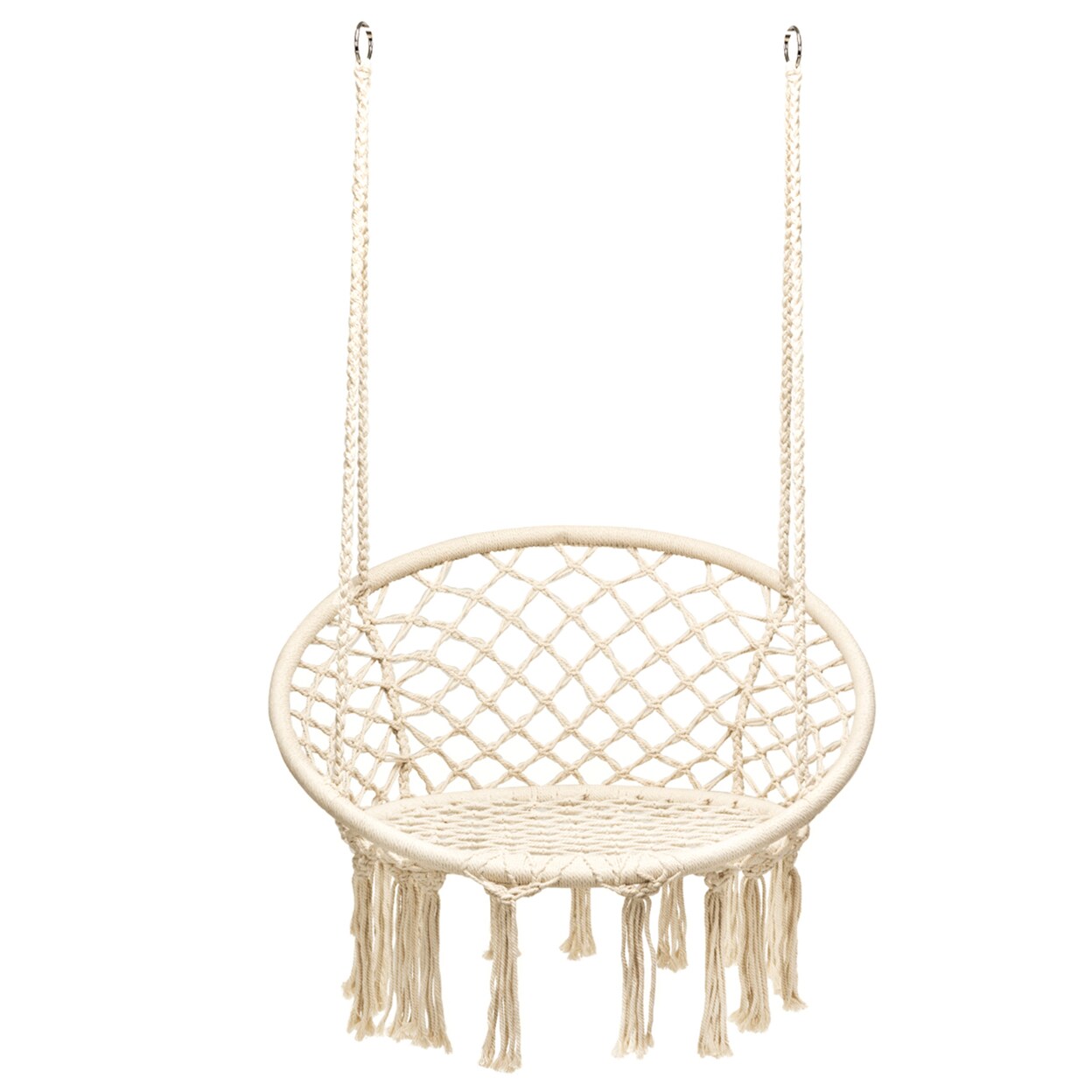 Hammock Chair Hanging Cotton Rope Macrame Swing Chair Indoor Outdoor