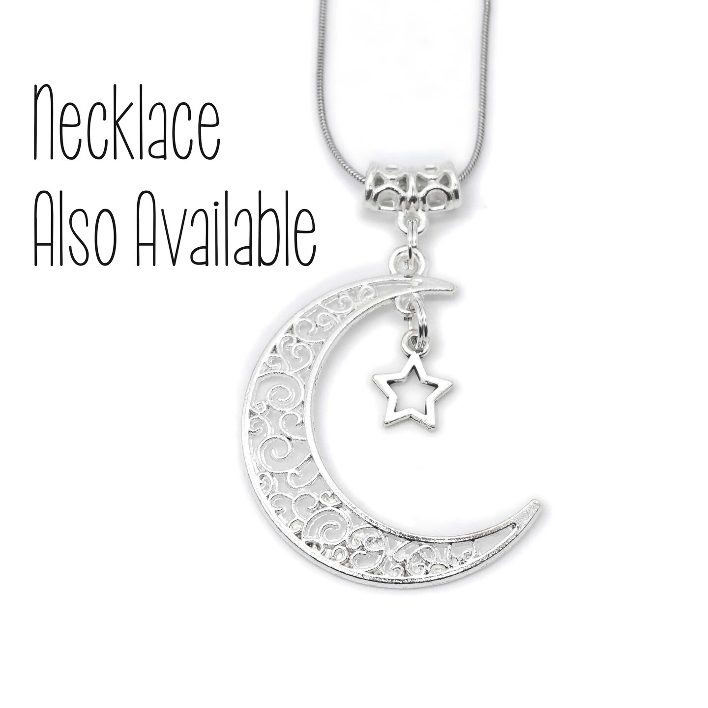 Moon and Star Keychain • Patterned Moon Charm • Swivel Keyring and