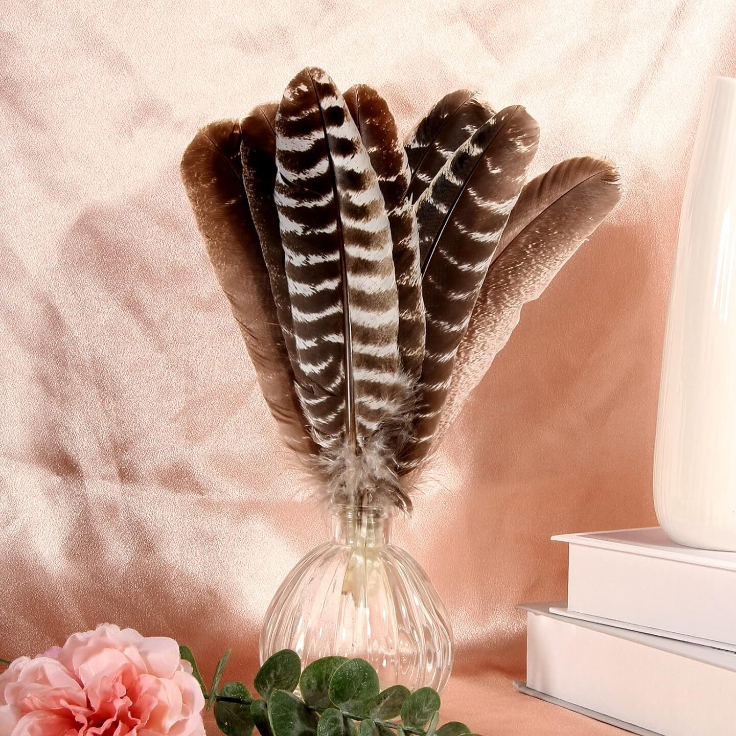 24pcs Natural Wild Turkey Wing Feathers Quill Bulk 6-8inch 15-20cm for DIY Crafts Project Collection Wedding Decoration Wild Turkey Tails Feather