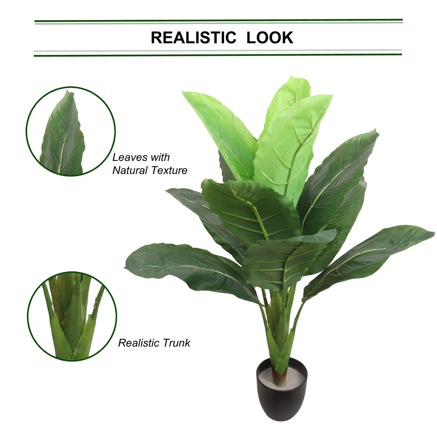 Lush 32" Artificial Banana Palm Plant - Lifelike Tropical Foliage, Perfect for Home & Office Decor, Floral Home by Artificial Flowers