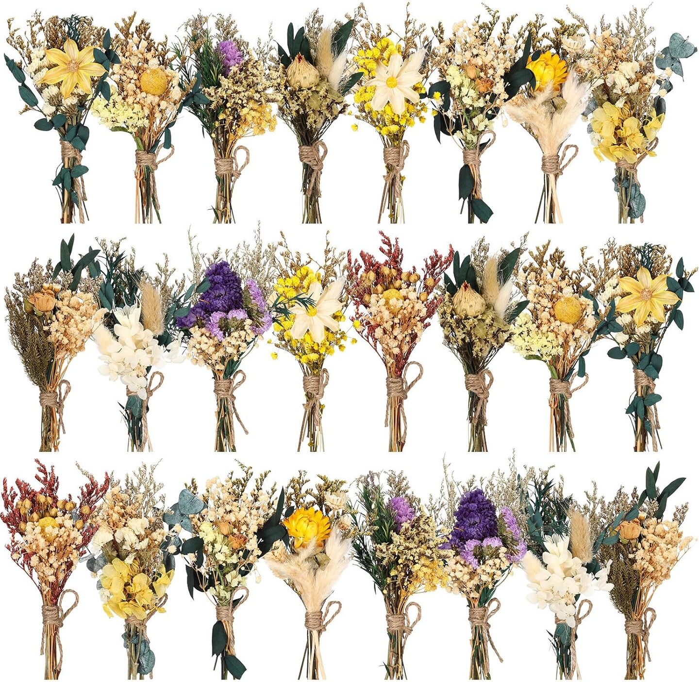 24-Pieces Mini Boho Dried Flower Bouquet for Wedding &#x26; DIY Decor