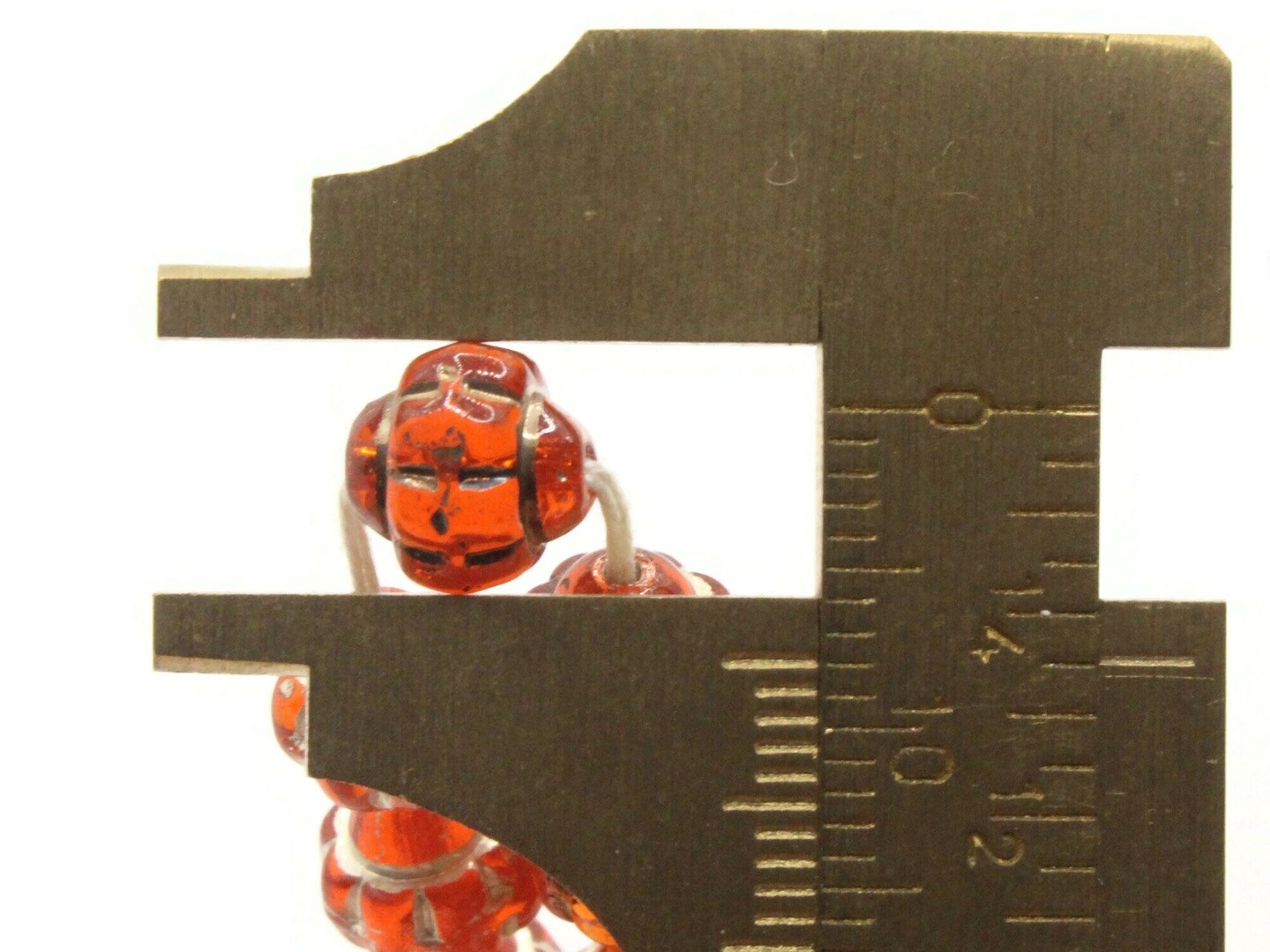 50 8mm Clear Orange Vintage Glass Beads with Silver Design Round Saucer Beads