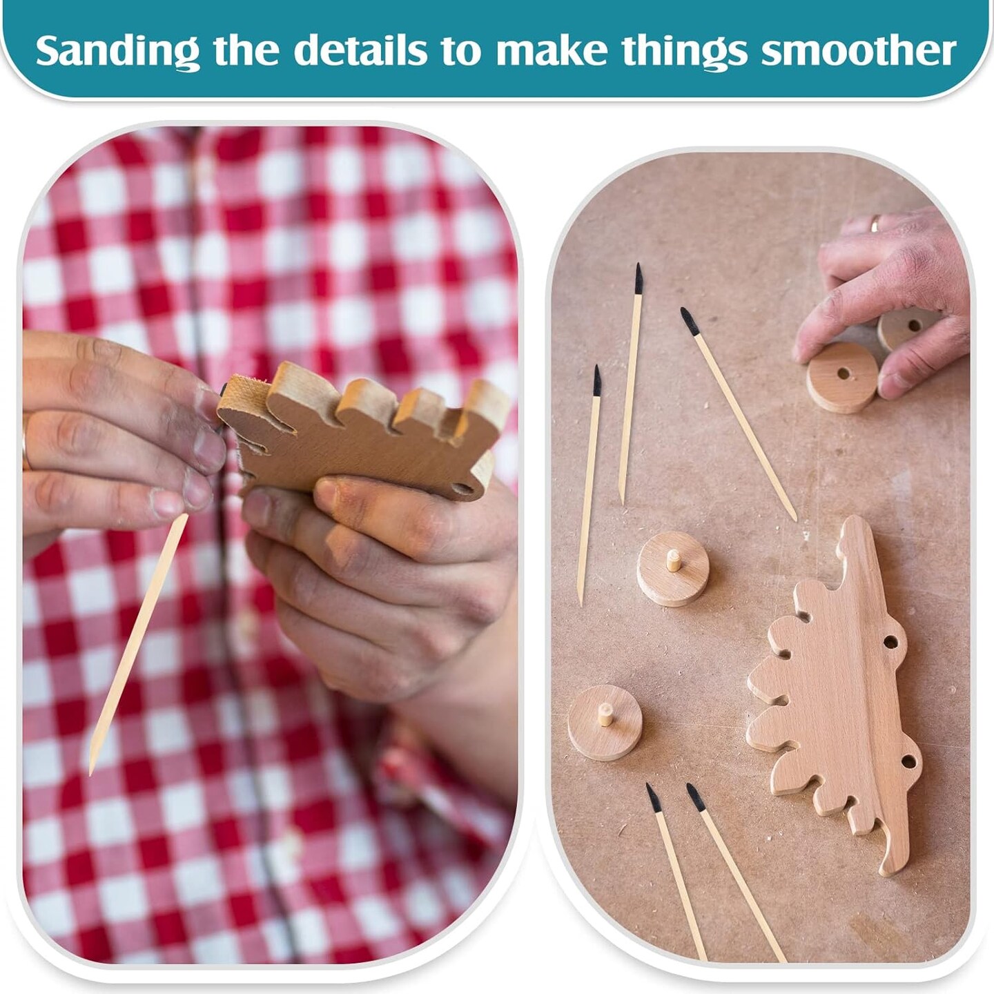 120 Pcs Sanding Sticks Include 30 Sanding Twigs 40 Polishing Sticks and 50 Sanding Sticks Matchsticks, Sanding Tools for Tight Spaces Modeling Tools for Plastic Models Wood Hobby Craft Art