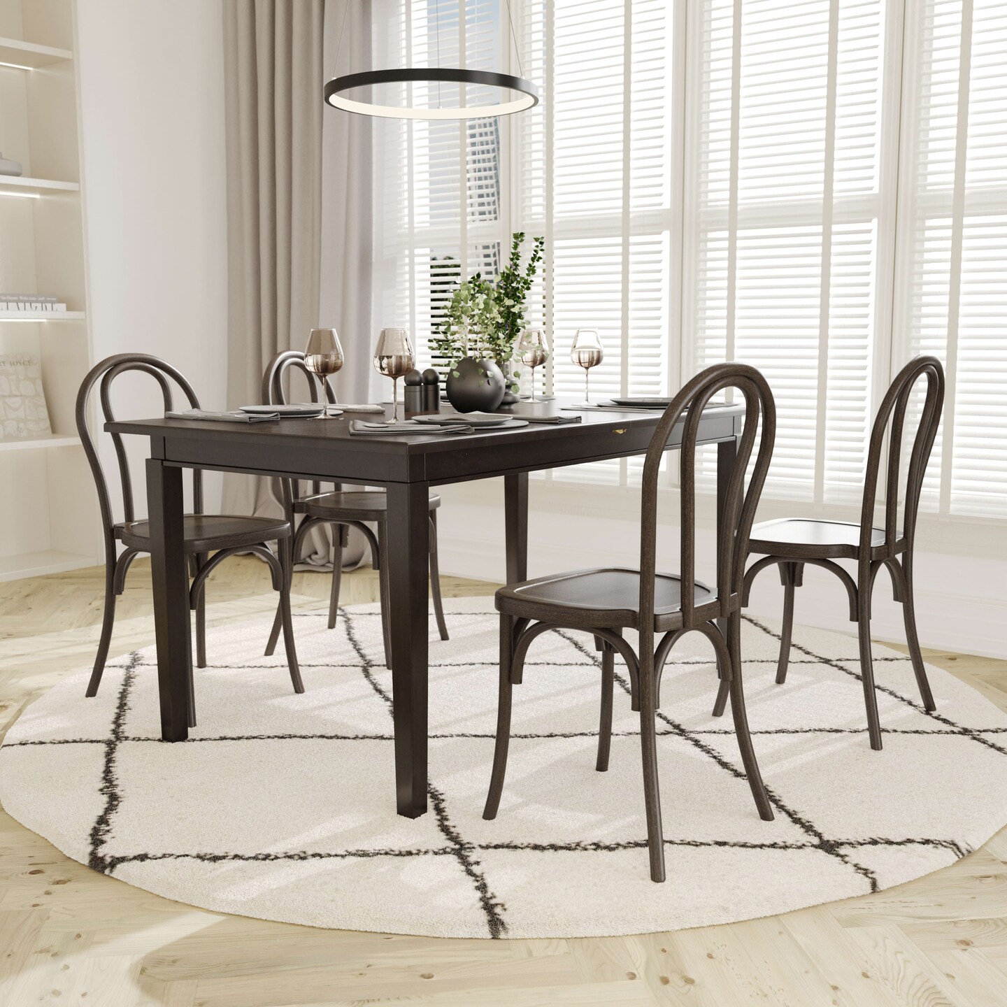 Emma and Oliver Hensler Set of 2 Weather-Resistant Wood Look Resin Thonet Chairs for Indoor/Outdoor Use