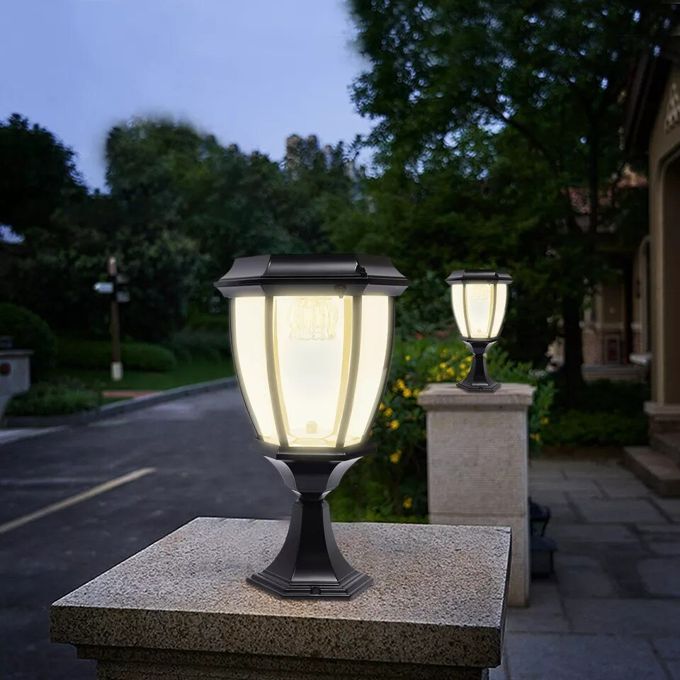 2-Pack Solar LED Post Light Lamp Yard Driveway Fence Outdoor Pillar Lights