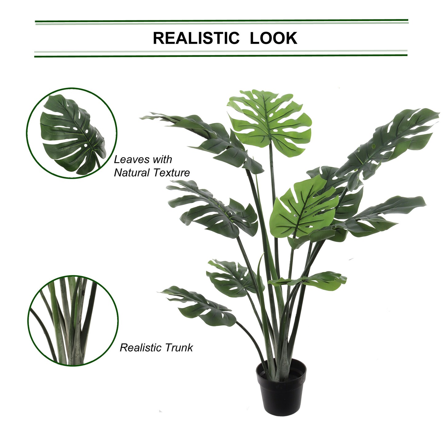 40-Inch Split Leaf Philodendron Plant in Contemporary Pot | Lifelike Artificial Foliage for Home and Office D&#xE9;cor | Low Maintenance Indoor Plant | Floral Home by Artificial Flowers