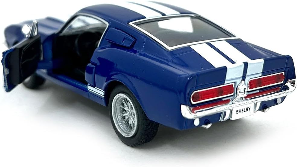 1967 Ford Shelby Mustang GT500 Blue 1:38 Scale 5 Inch Die Cast Model Toy Race Car w/Pullback Action