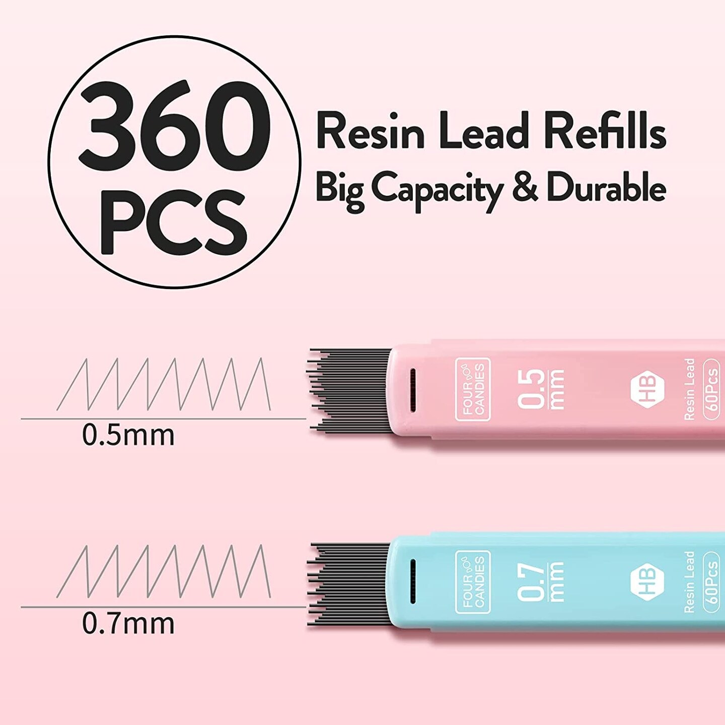 Cute Mechanical Pencil Set, 6PCS Pastel Mechanical Pencils 0.5 &#x26; 0.7Mm with 360PCS HB Pencil Leads, 3PCS Erasers and 9PCS Eraser Refills, Aesthetic Mechanical Pencils for Girls Writing