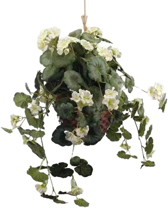 30-Inch White Silk Geranium Plant with Lifelike Appearance for Home and Office Décor | Vibrant Artificial Flower Arrangement | Floral Home by Artificial Flower