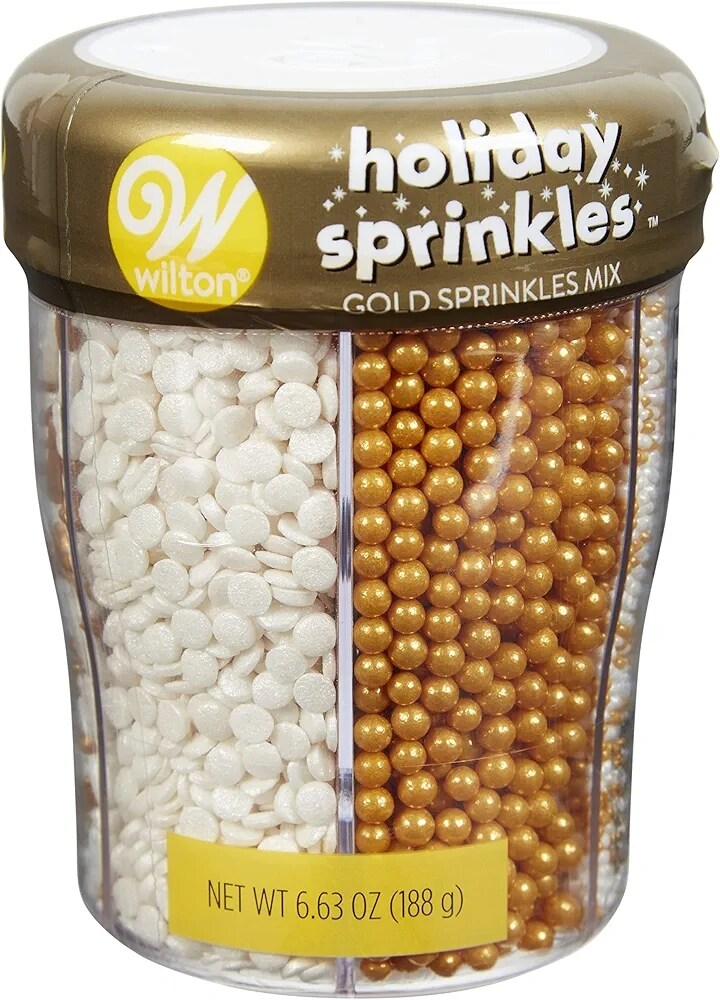 6-Cell Gold and White Holiday Sprinkles