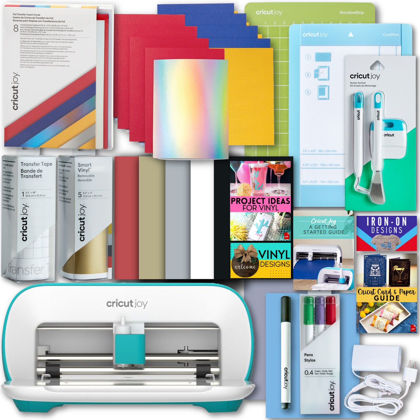 Cricut Joy Machine with Cards, Smart Vinyl Sampler Roll and Tool Set Bundle for Beginner DIY Craft Projects