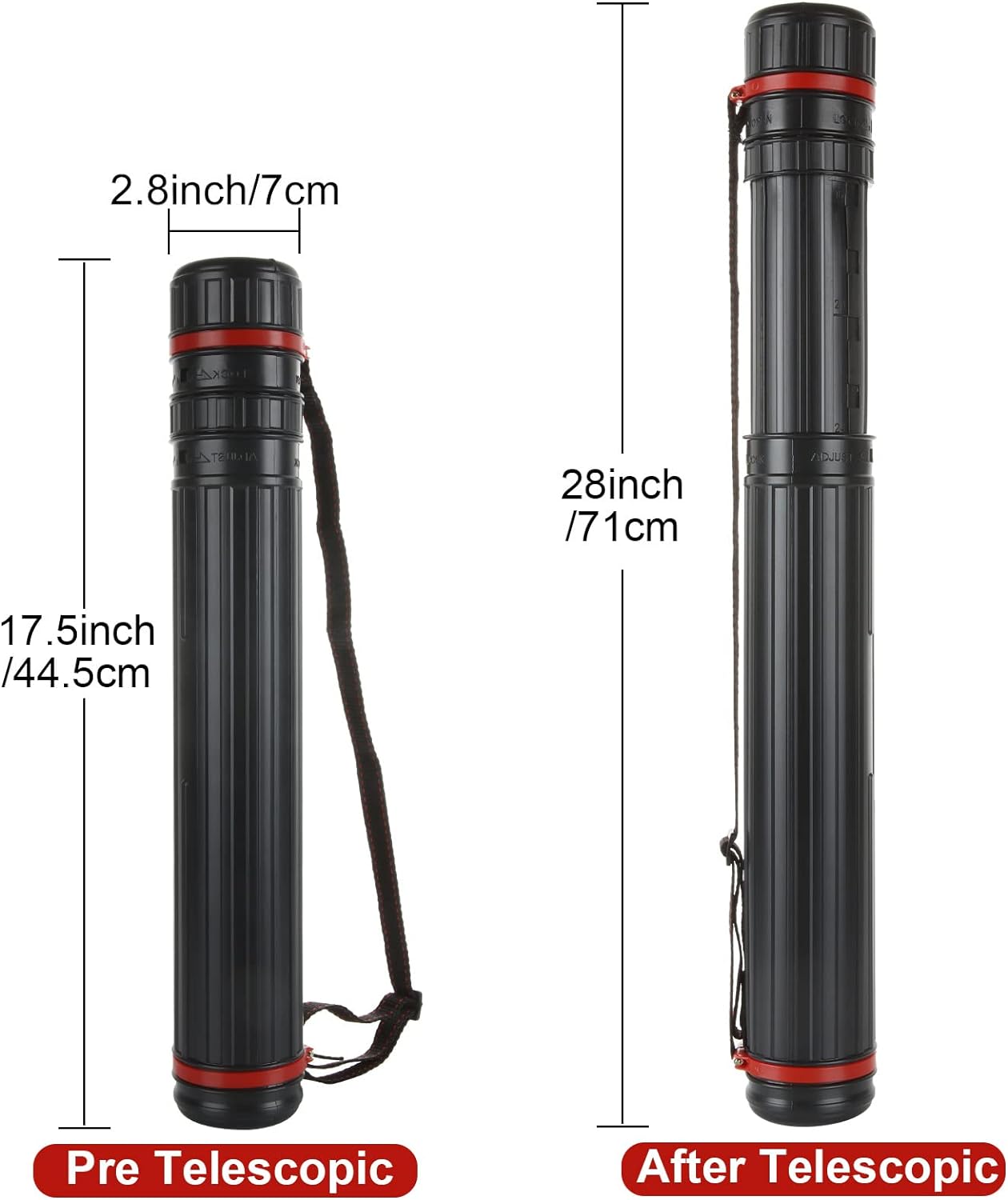 3PCS Poster Tube, Small Poster Tube with Strap, Art & Poster Storage Transport Tubes, Carry Document, Blueprint, Drawing and Artwork, Round Poster Holder Tube Cases Expand from 17.5 to 28 Inch