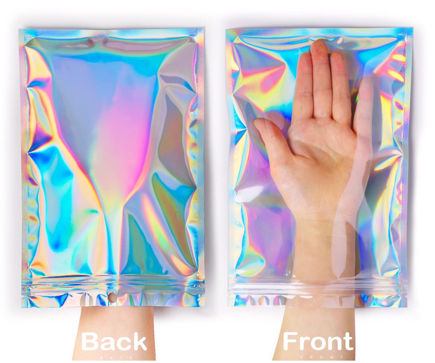 50 Pieces Smell Proof Bags &#x26; Resealable Foil Pouch Mylar Sample Bag Great for Party Favor Food Storage (Holographic Color) (6x9 inch)