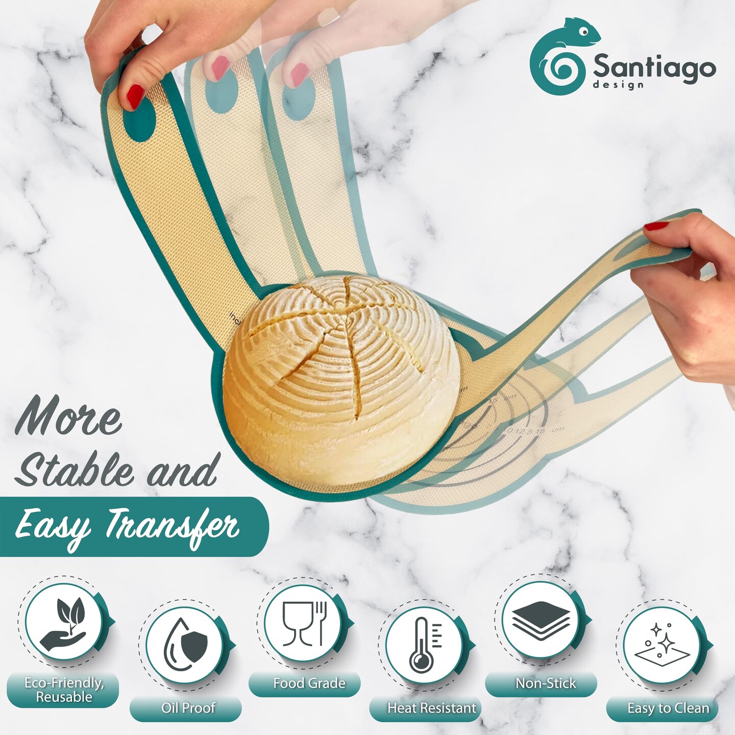 2 Pieces Silicone Bread Sling Dutch Oven | Non-Stick &#x26; Easy Clean Reusable Silicone Bread Baking Mat | Bread Baking Sheet Liner for Transferable Dough | Extra Long Handles