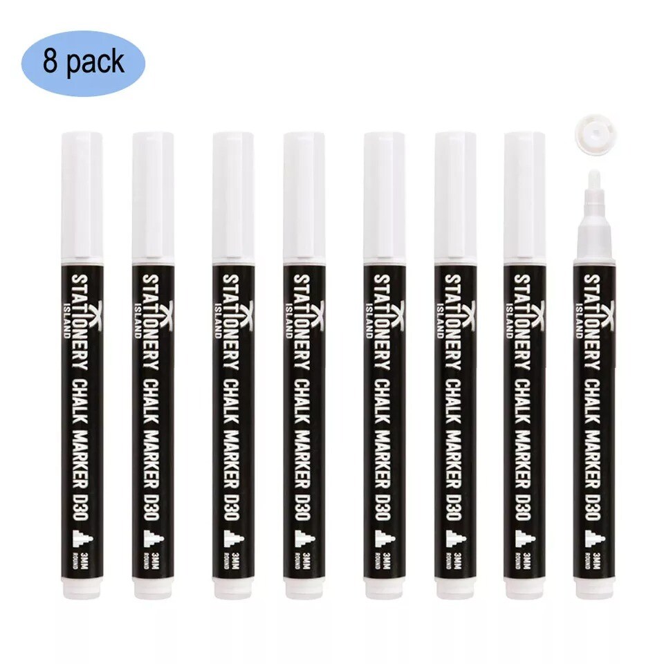 8 Pack Liquid Chalk Pens White Markers for Blackboards Dry Erase Chalk Marker