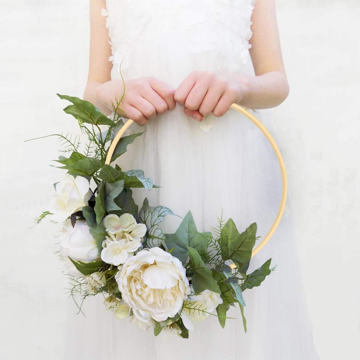 6 Pack 12 Inch Wooden Bamboo Floral Hoops Wreath Rings for DIY Wedding Wreath Decor, Dream Catcher and Macrame Wall Hanging Crafts
