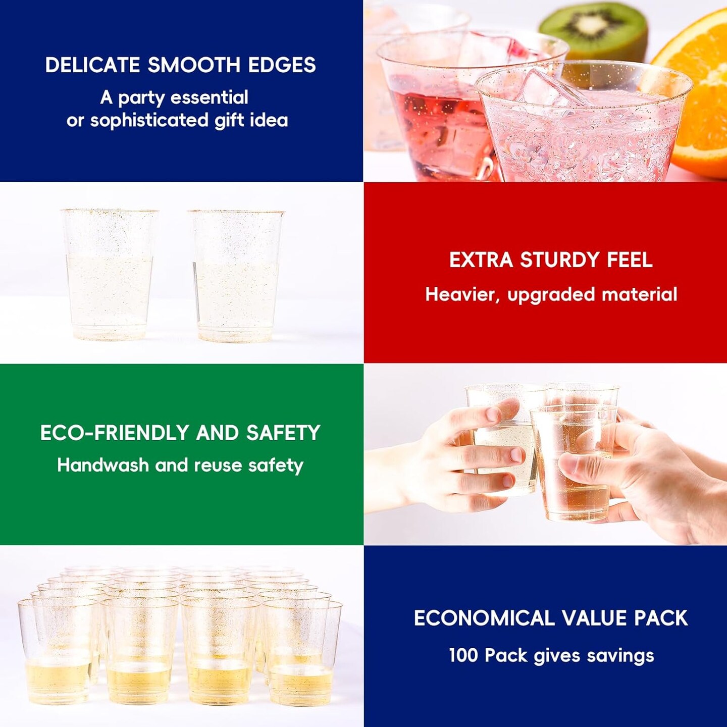 100 Pack 14 oz Plastic Cups - Disposable Heavy-duty Tumblers