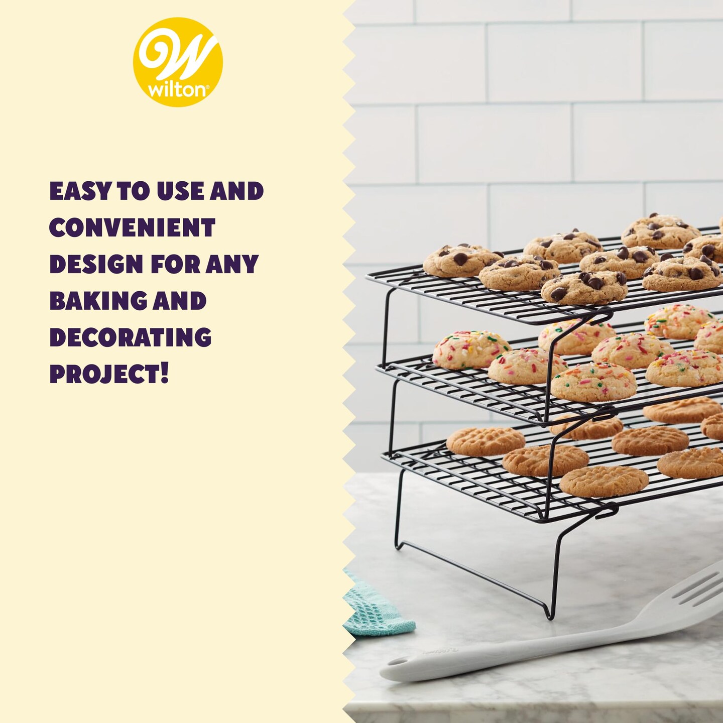 3 Pieces Tier Cooling Rack for Cookies, Cake and More - Cool Batches of Cookies, Cake Layers or Finger Foods, Black
