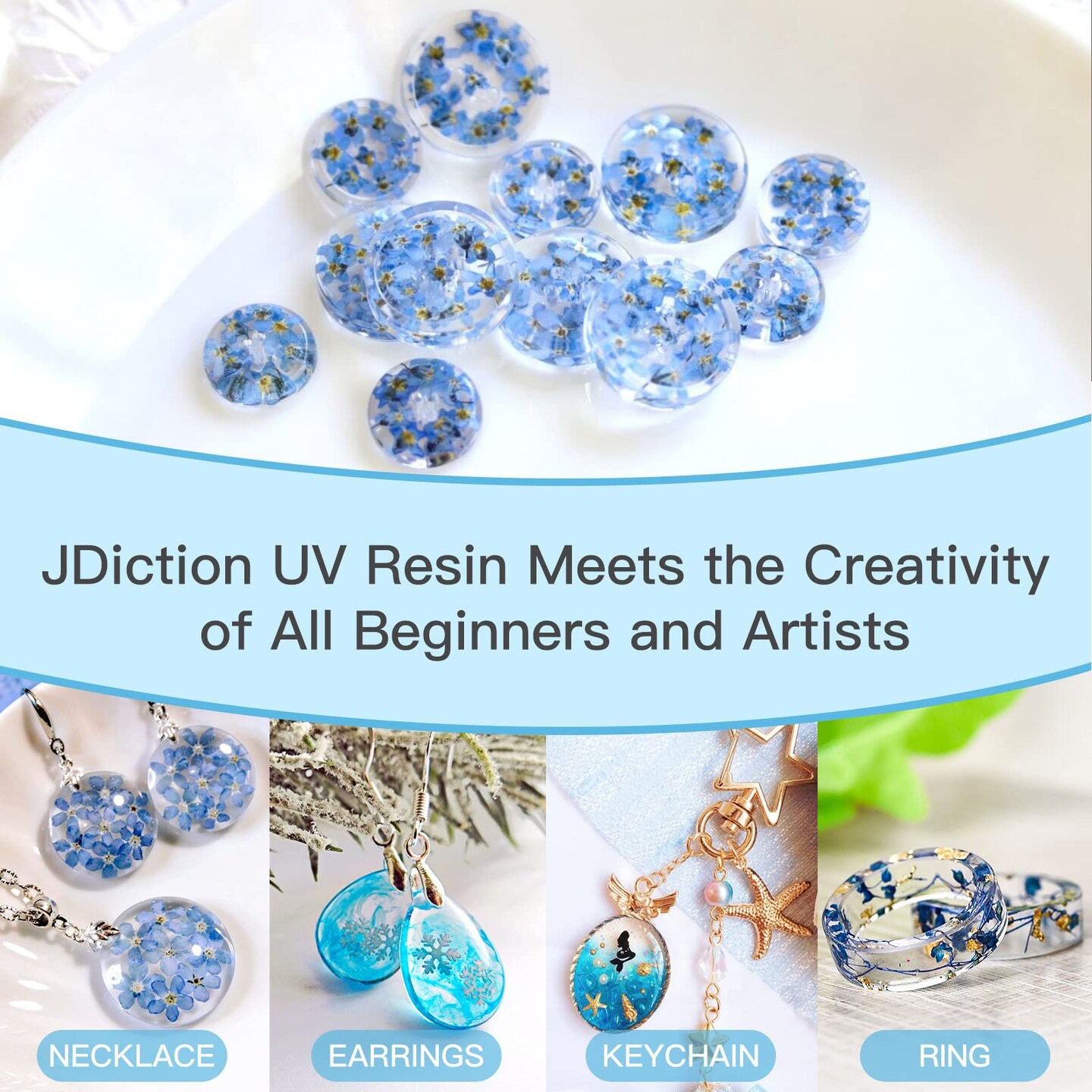 200g UV Resin, New Formula Crystal Clear UV Resin Solar Cure Sunlight Activated Hard UV Resin Kit for Jewelry Making, Casting and Coating DIY Crafts