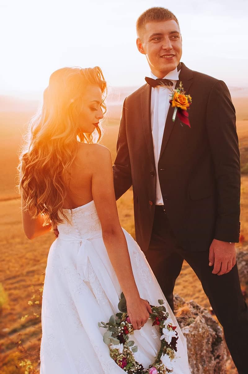 Set of 6 Artificial Flowers for Groom & Groomsmen Boutonniere Set