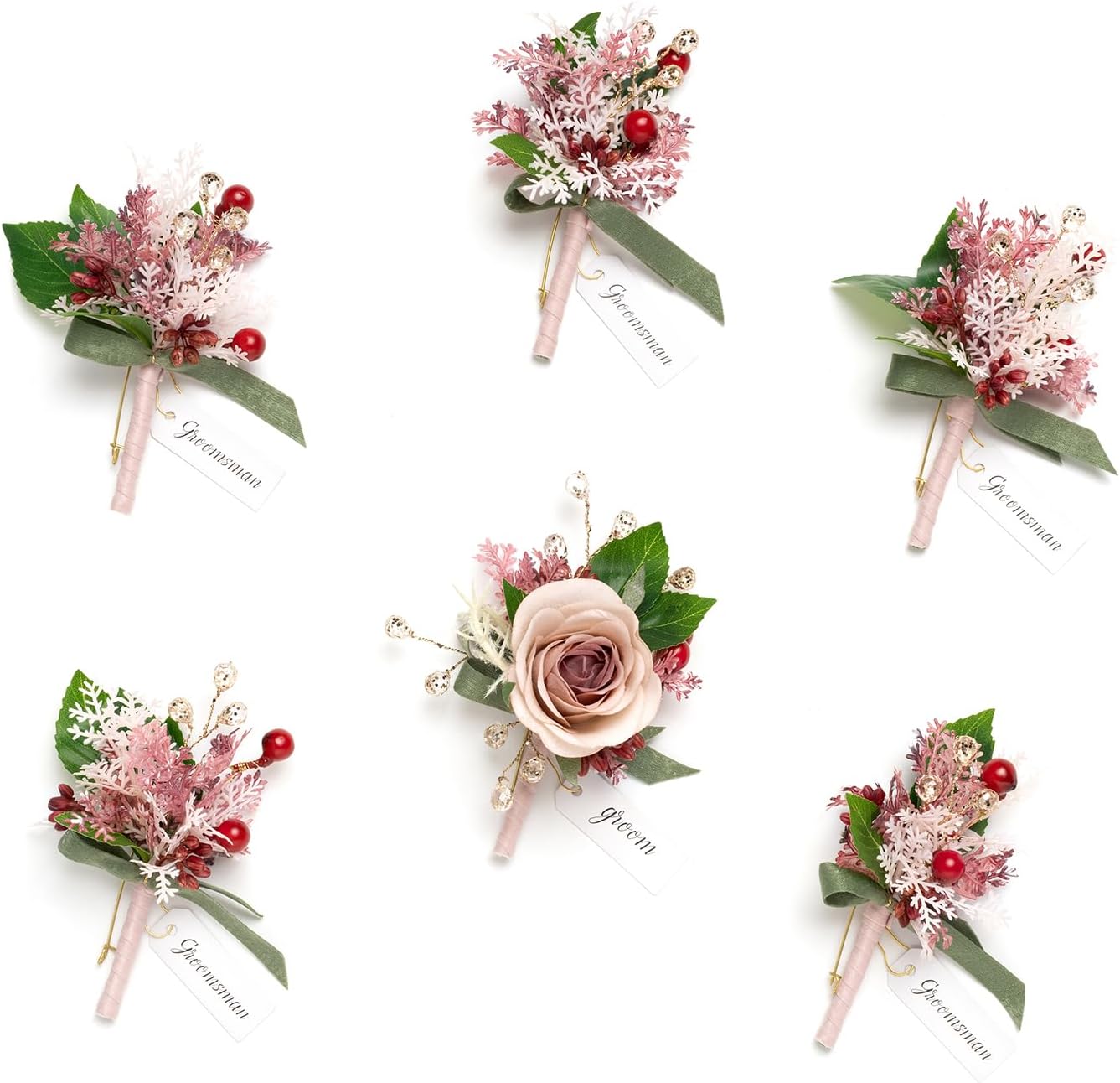 Boutonniere Set of 6 for Groom &#x26; Groomsmen