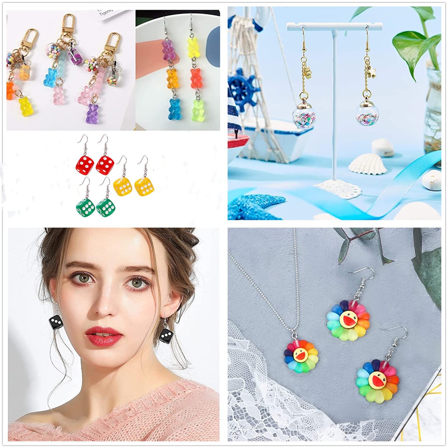 30 Pieces Daisy Flower Pendant Charms Colorful Resin Jewelry Making Ornament DIY Pendant Making Charm for Bracelet Necklace Earrings Keychain Craft