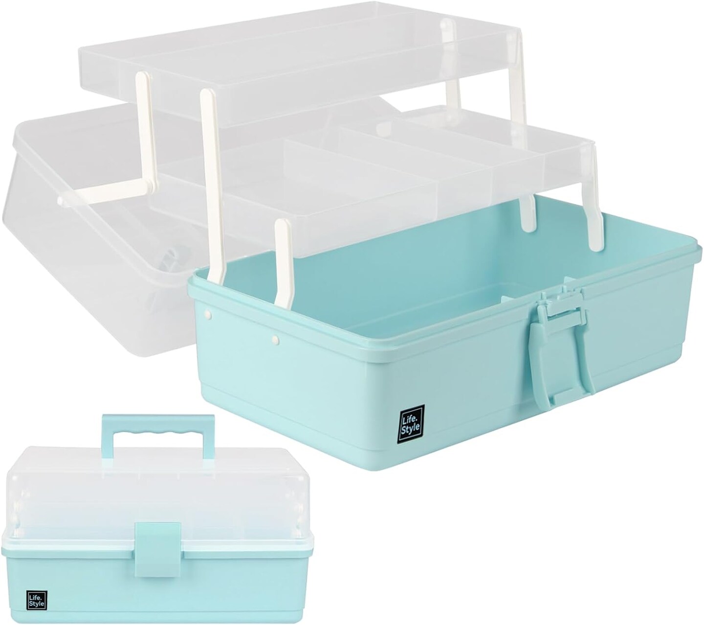 Sewing Storage Organizer Box 13-Inch Art Storage Box Craft Organizer 3-Layers with Handle Craft Art Bin Portable for Home School Office Travel