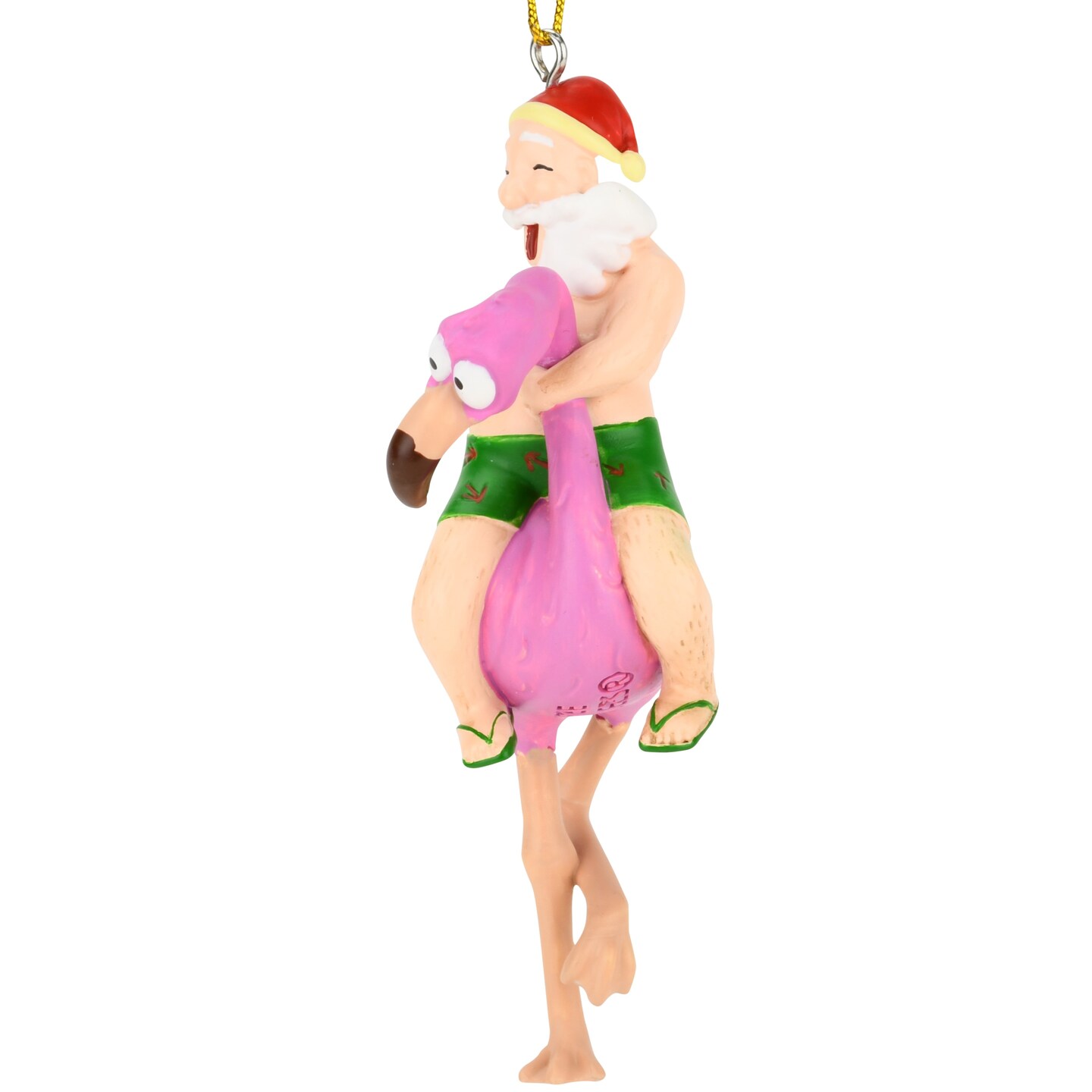 Tree Buddees Santa Riding a Pink Flamingo Tropical Christmas Ornament Decoration