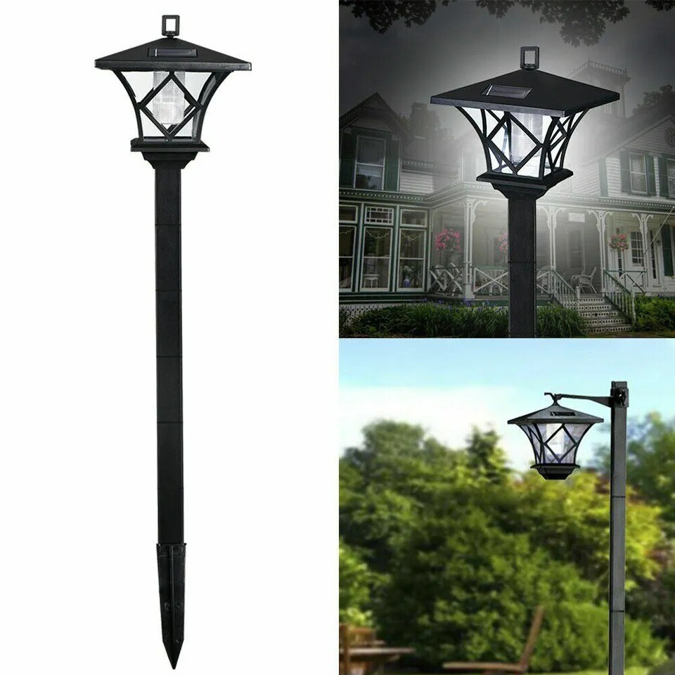 Solar Power Light Lamp Post Lantern 2-in-1 Yard Stake Outdoor Garden Lighting 5&#x27;