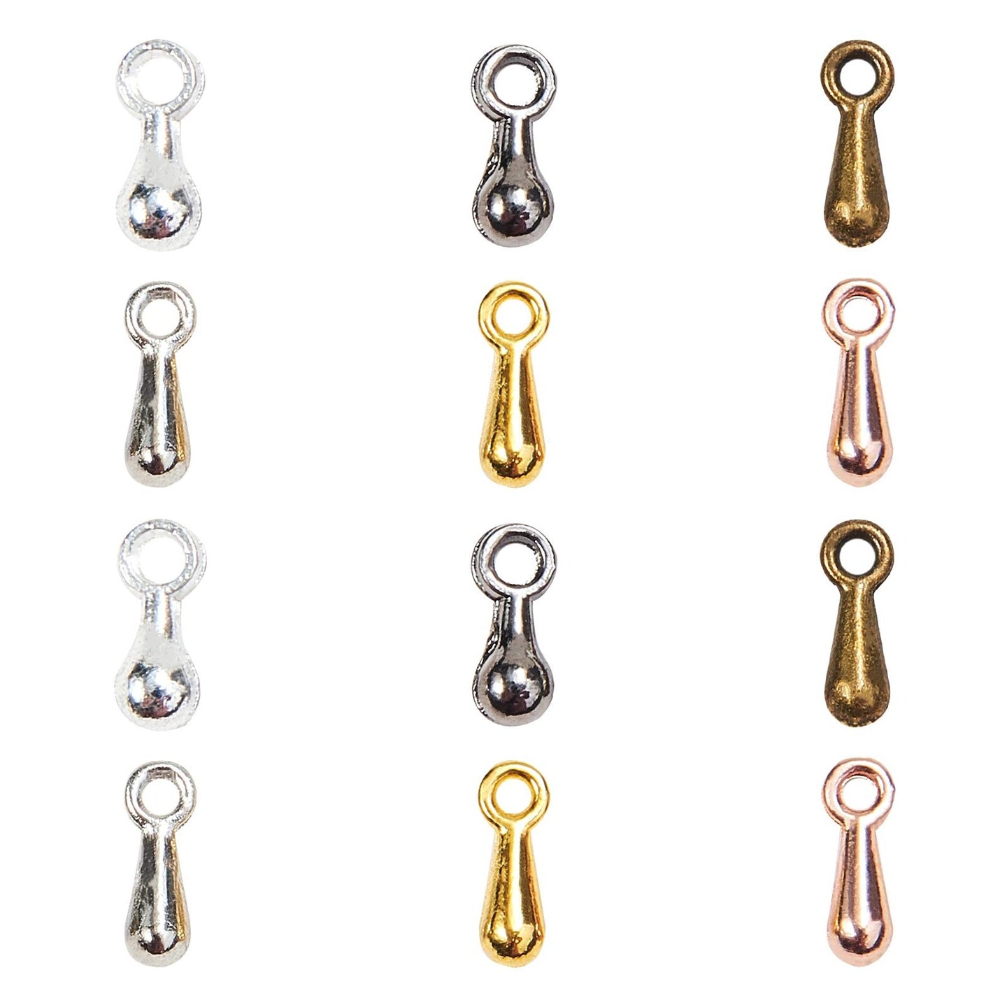 600 Pieces Alloy Extender Chain Terminator Charm Tear Drop Dangle End Beads End Piece for DIY Jewelry Findings Necklace Making(6 Colors)