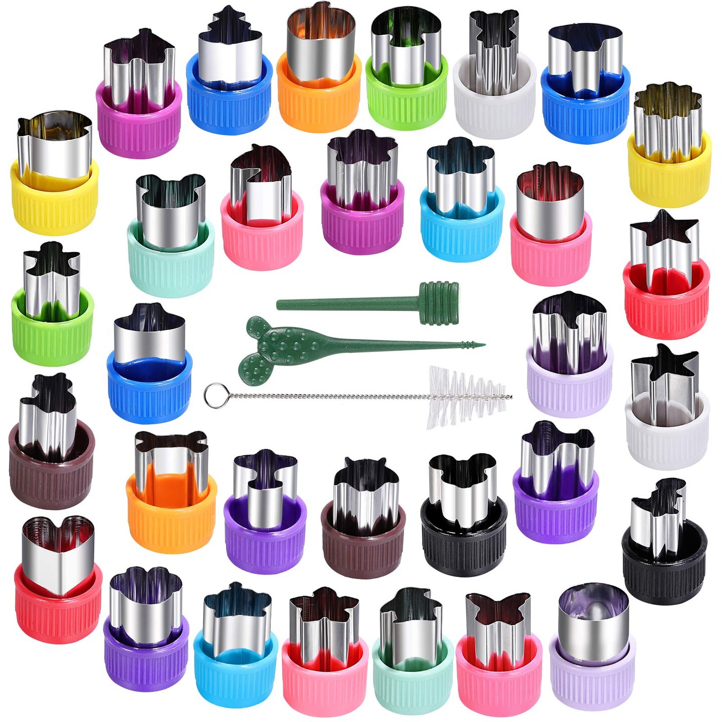 30 Pieces Mini Cookie Cutter Set  for Kids Vegetable Cutters and Fruit Stamp Mold Different Shapes and Sizes Stainless Steel