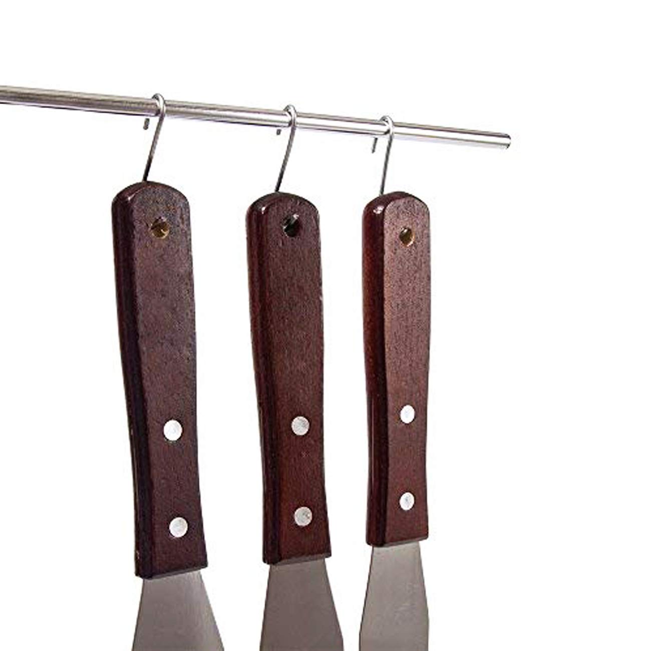 4 Pieces Straight Cake Icing Spatula Set 4” 6” 8” 10” Professional Stainless Steel Cake Decorating Frosting Spatulas with Wooden Handle (Straight)