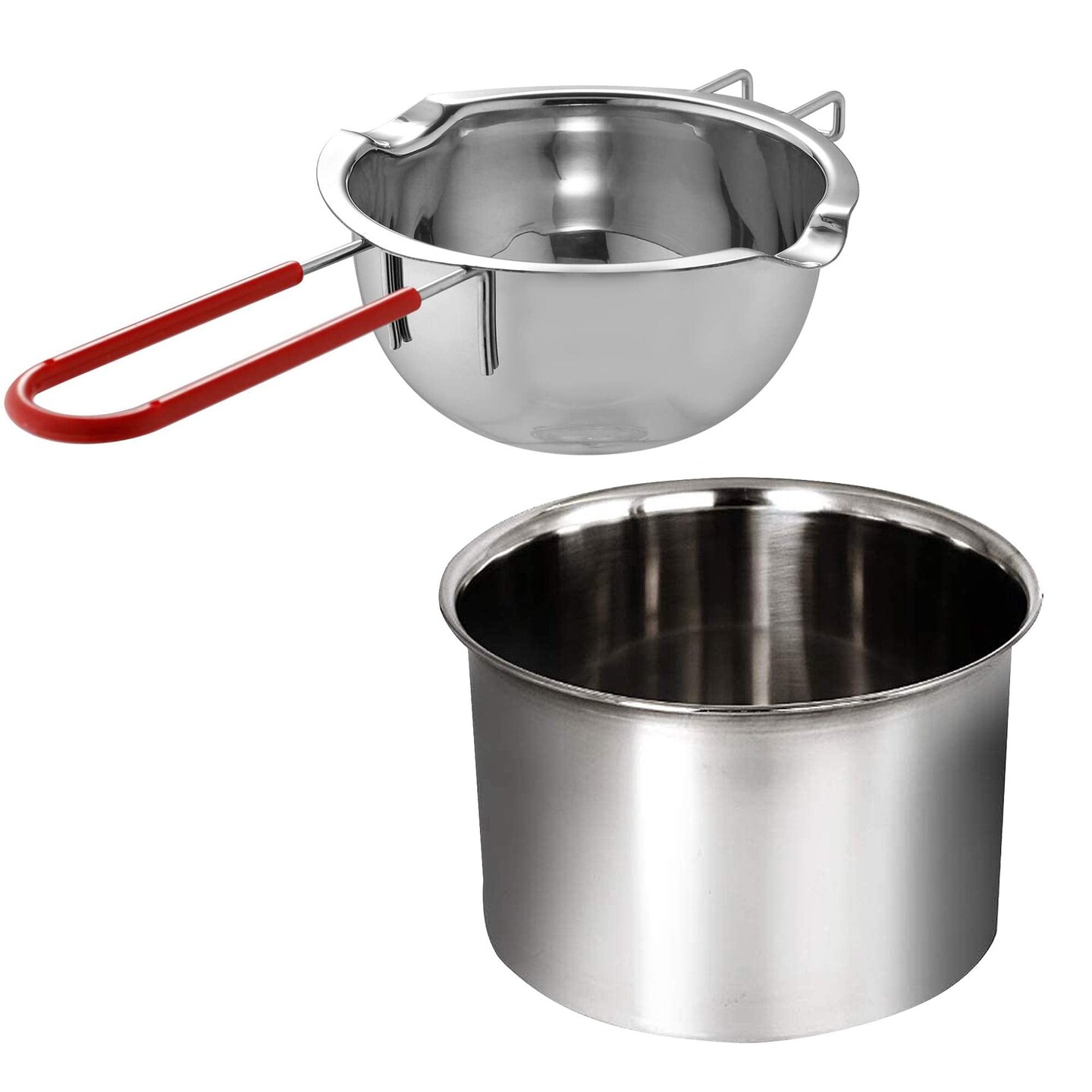 Steel Double Boiler Melting Pot with Heat Resistant Handle, Large Capacity Chocolate Melting Pot for Butter Candy Butter Cheese, Candle Making (450/900ML)