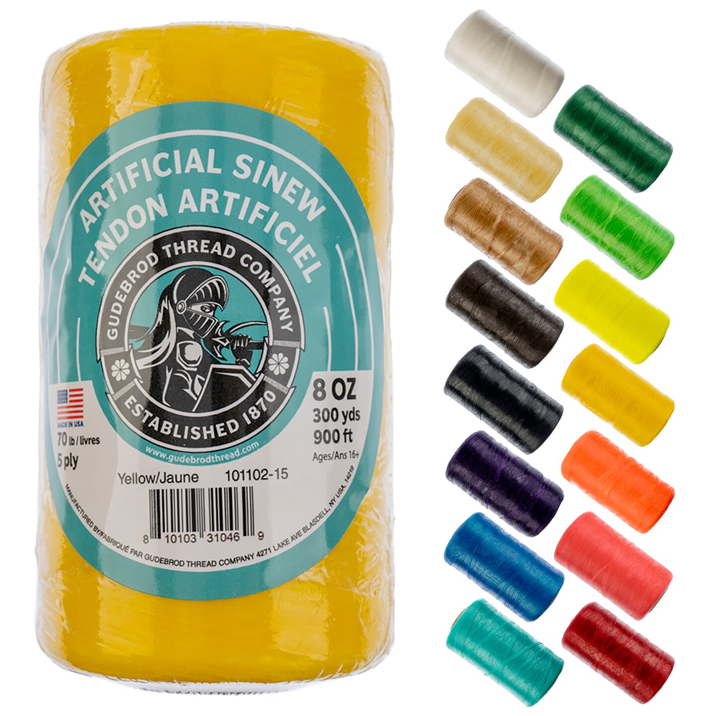 Gudebrod 70lb. 5-Ply Artificial Sinew Thread, 300yd. | Made in USA