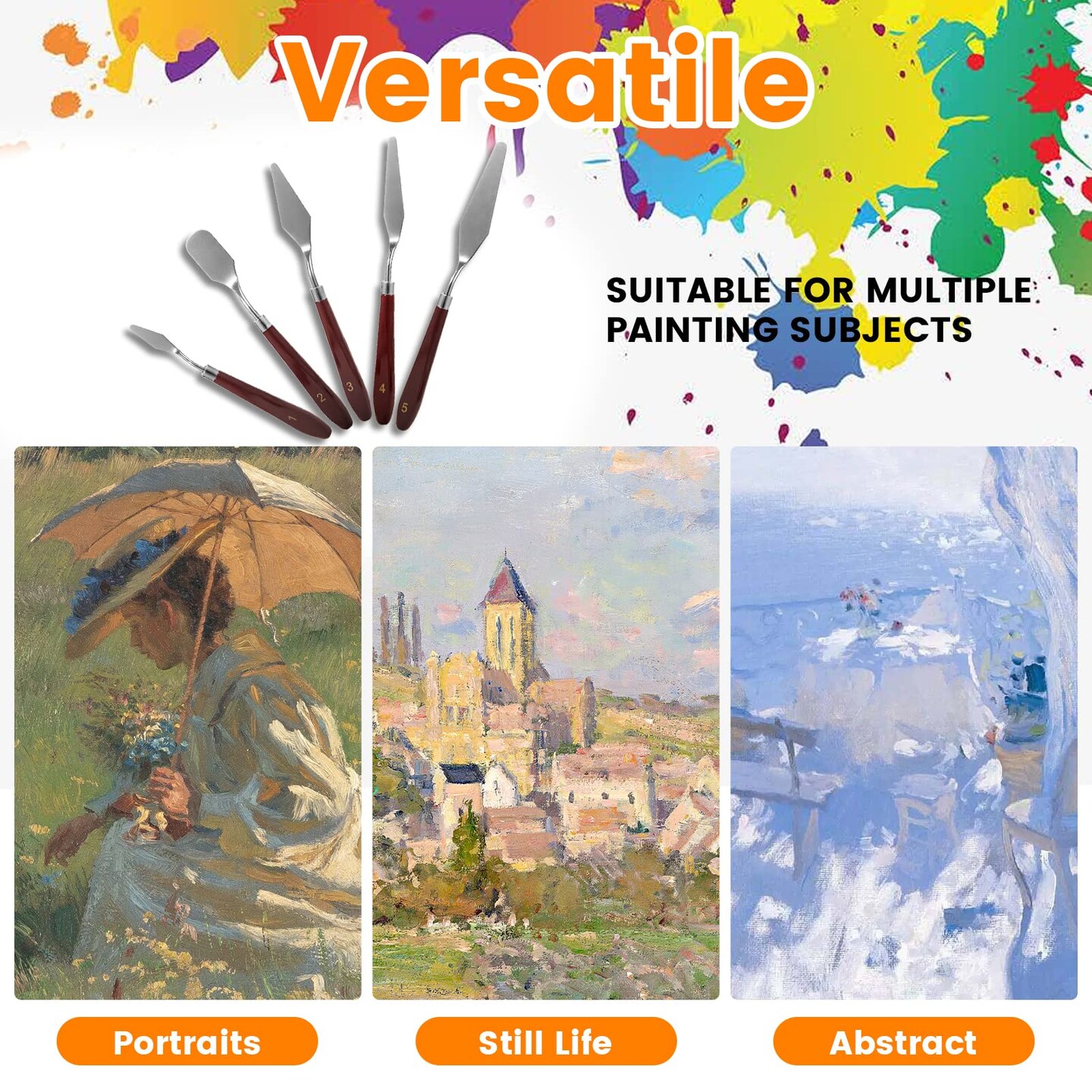 10PCS Palette Knife, Stainless Steel Painting Knife Set, Flexible Spatula Pallet Knife, Metal Artist Knives, Oil Painting Accessories Color Mixing Scraper for Oil, Canvas, Acrylic Painting By CUALORK