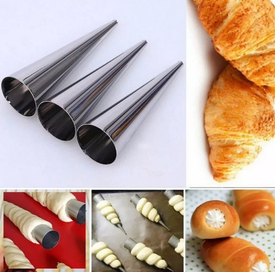 12 Pcs Stainless Steel Pastry Molds Set - Cream Horn &#x26; Cannoli Tubes for Baking