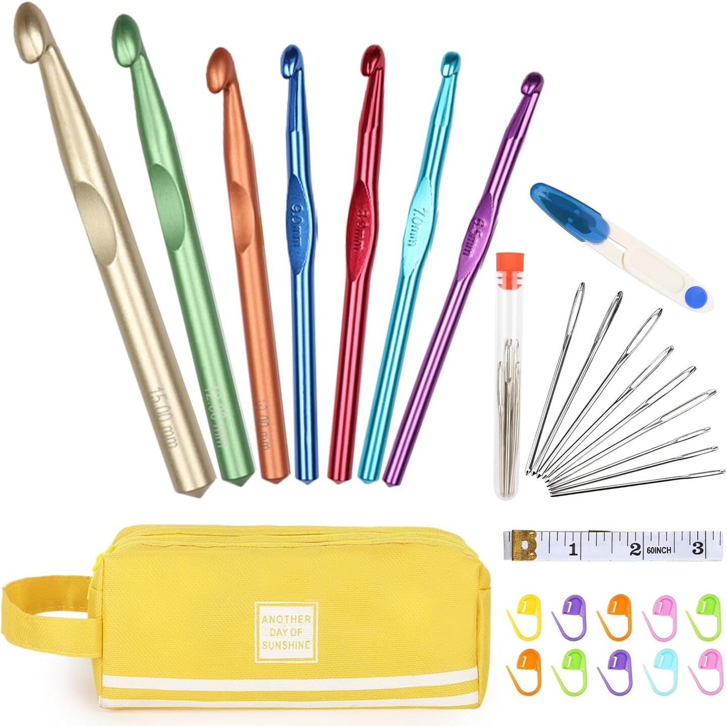 31Pcs Crochet Hook Set, Black Gold Crochet Hooks Ergonomic with Grips for Arthritic Hands, Crochet Needles Set with Knitting &#x26; Crochet Supplies, Ideal Crochet Gift for Crochet Beginner Lover