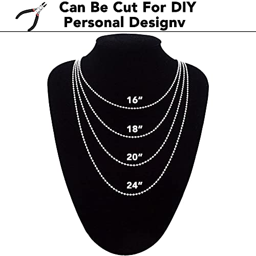 50 Pck Dog Tag Chain Ball Chain Necklace Bulk, Beaded Necklace Chains for Jewelry Making DIY Crafts, Military Blank Dog Tag Necklace for Men, Silver Nickel Plated Metal 24" Long 2.4mm Ball Bead Chain