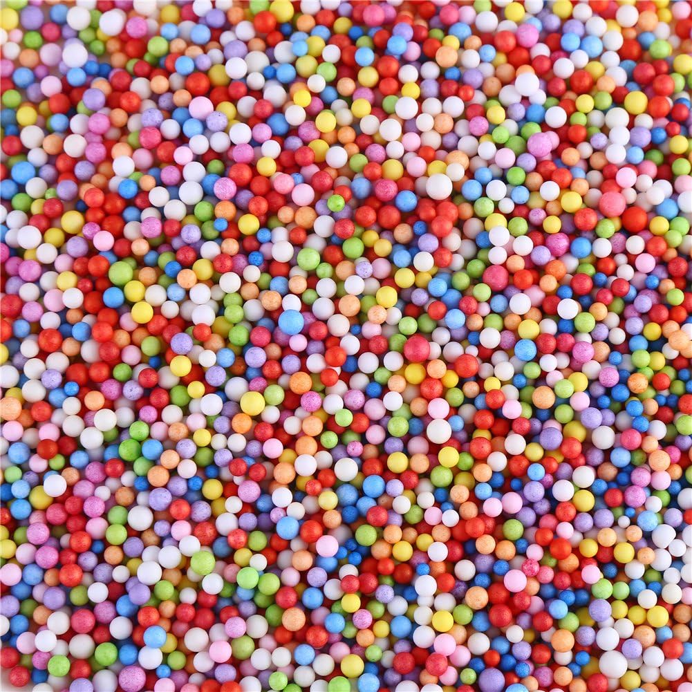 16 Grams 3-5mm Colorful Foam Beads 6-8mm Assorted Size Foam Beads Balls for Kids DIY Slime Making and Party Decoration 30000pcs